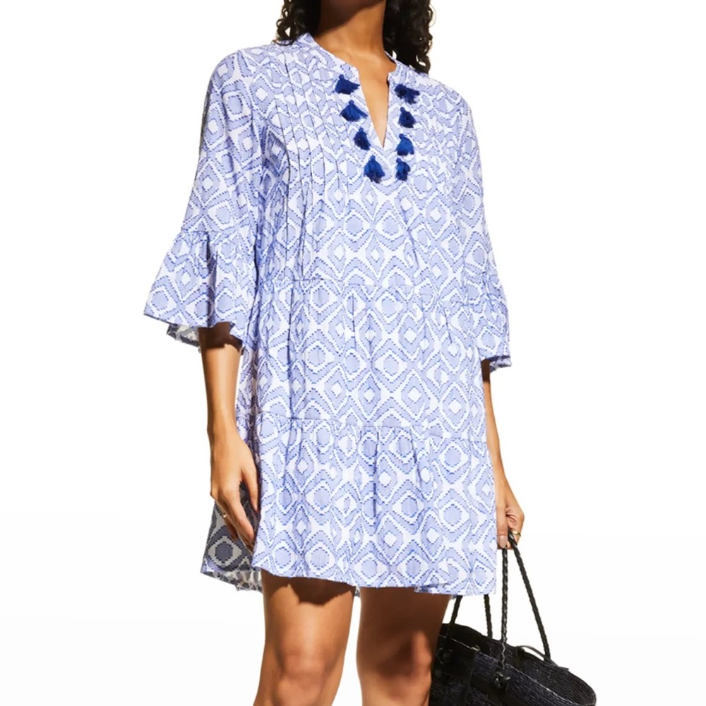 Tommy Bahama: Diamond Clip Tiered Jacquard Mini Dress Size MEDIUM